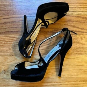 Jimmy Choo Tacones Plataforma Terciopelo Gamuza Negro Talla 37 - Imagen 1 de 9