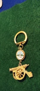 Vintage 1970's Gettysburg PA Enameled Brass Keychain~with Brass Cannon - Picture 1 of 4