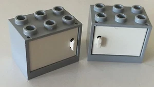 NEW 4 Pieces Lego BLUISH GRAY Container CUPBOARD 2x3x2 with WHITE DOOR 4532 4533 - Picture 1 of 1