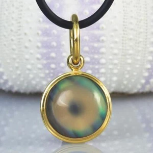 Evil Eye Colgante Calcedonia Concha de Abulón 18K Oro Vermeil Plata de Ley 4.52g - Imagen 1 de 10
