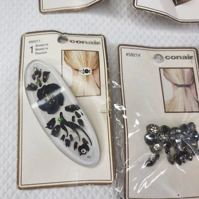 Lote de 17 clips de pasadores vintage años 90 Conair joyería cabello NUEVO negro marrón Foto 1 de 4