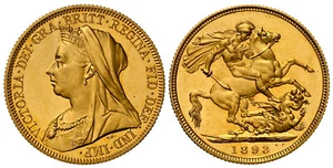 GREAT BRITAIN Victoria 1893 Sovereign. NGC PR65 Cameo St. George/dragon S-3874 - Picture 1 of 1