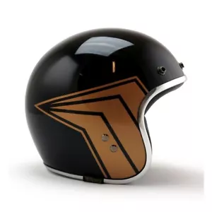 Casco jet Roeg X 13 1/2 Skull Bucket nero lucido oro interni pelle tg.S - Picture 1 of 4