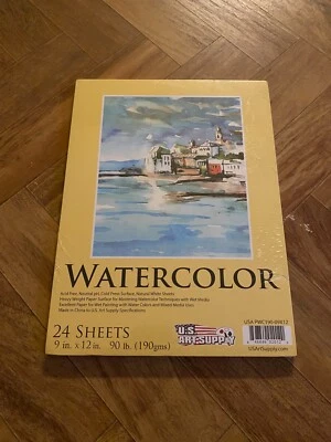 US Art Supply Watercolor Paper Pad 9" x 12" 24 Sheets Cold Pressed Acid-Free - Image 1 of 4