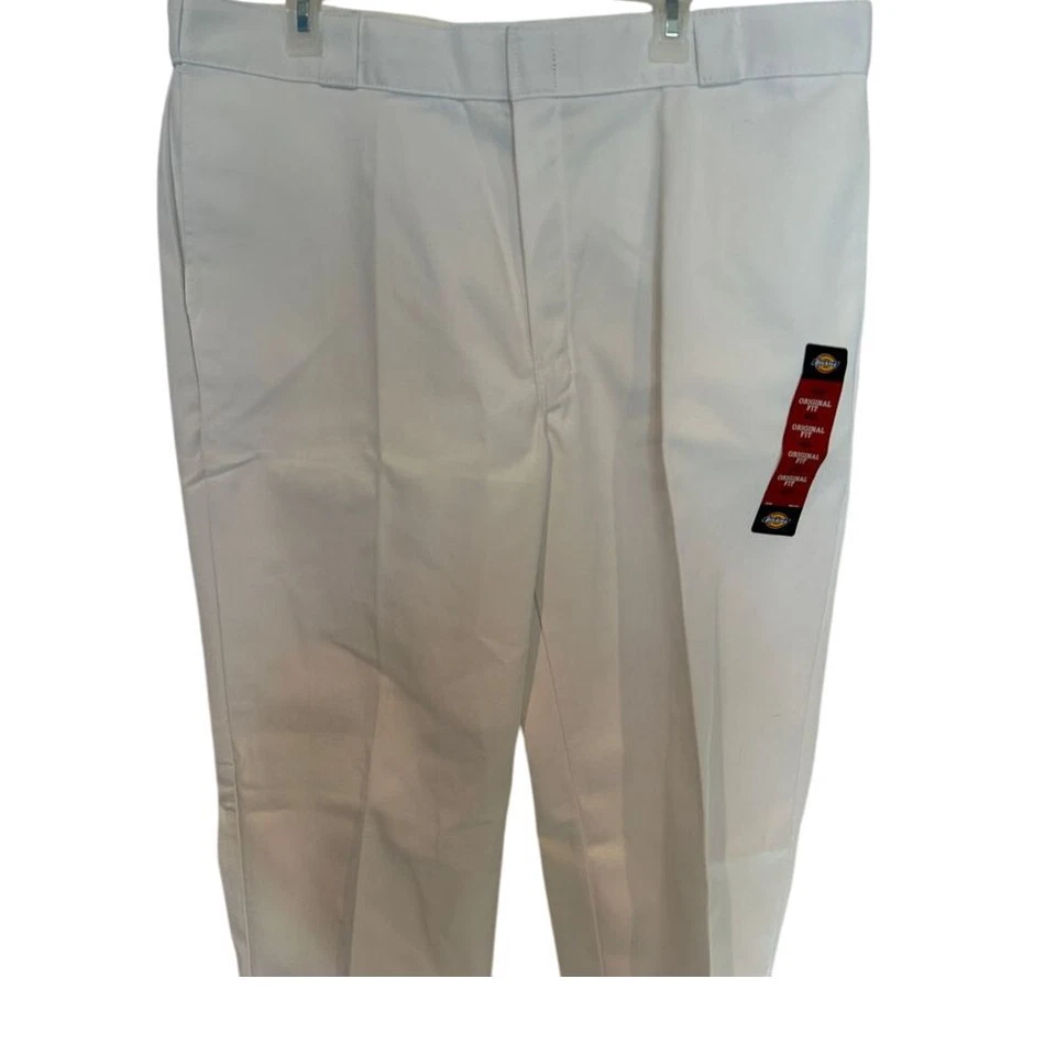 Dickies 874 Original Fit Work Pants White Wrinkle Resistant Stain Release 40x32 - Image 1 of 4