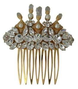 DOLCE & GABBANA Comb Gold Brass Clear Crystal Hair Stick Accessory RRP $2200 - Picture 1 of 8