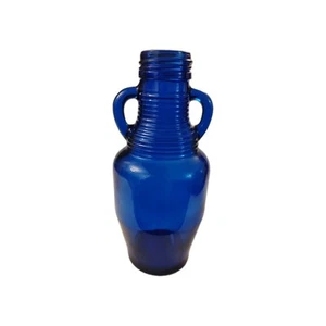 Vintage "Blue Luna Cafe" Cobalt Blue Double Handled Glass Bottle, No Cap - Picture 1 of 15