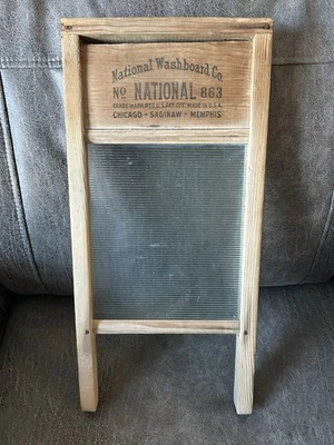 VTG Antique Primitive #863 National Washboard Co GLASS KING Lingere Wash Board - Image 1 of 3