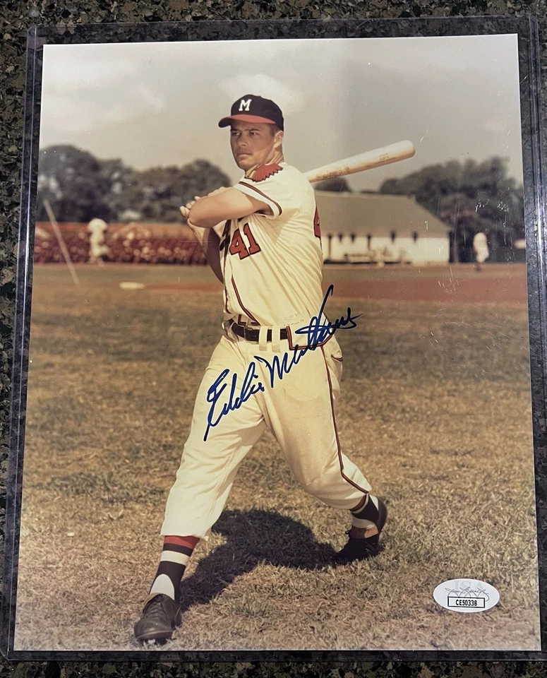 Eddie Mathews Signed Autographed 8x10 Braves MLB HOF JSA COA - Image 1 of 4