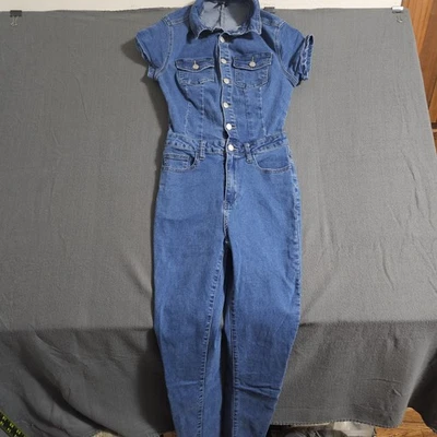 Mono Shein Sxy Pequeño Azul Pierna Ajustada Denim Lavado Oscuro Foto 1 de 4