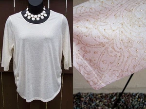 Laura Ashley gold foil knit top blouse plus size 2x XMAS HOLIDAY sweater shirt - Picture 1 of 11