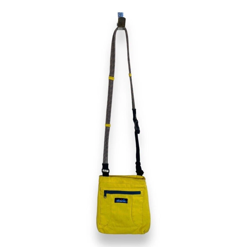 Kavu Keep Along Cross Body Bag Rope Swing Canvas Travel Yellow Adjustable Strap - Image 1 of 4