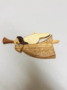 Vintage Handcarved Wooden Angel Decorative Wall Art Hanging Ornament - Picture 1 of 9