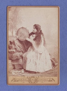 1880 Gypsy woman percussion tambori Playing Card Reading fashion Jewelry Costume - Picture 1 of 2