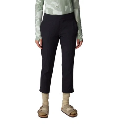 Calça de caminhada feminina Mountain Hardwear Dynama Crop, preta, média, regular interna - Imagem 1 de 4