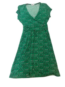 Sonnenbrille Print Wickelkleid Damen mittelgrün Jersey Strick Stretch V-Ausschnitt - Bild 1 von 7