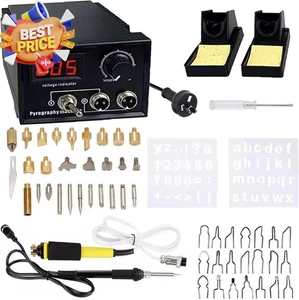 220V 60W Wood Burning Pen Tool Pyrography Kit Digital Temp Adjustable Dual Pen - Picture 1 of 10