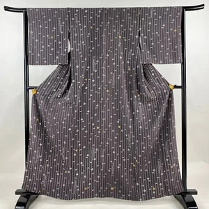 Kimono Silk M Small Pattern Cherry Brown 161cm Length Used - Imagen 1 de 5