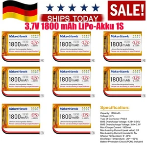 8X Wiederaufladbarer Lithium-Polymer-Akku 3,7V 1800mAh LiPo-Akku Tracking-Geräte - Bild 1 von 8