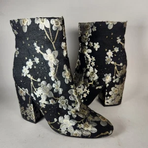 Indigo Road Damen-Bootie Größe 8 schwarz silber Blumenmuster bestickt Schuh - Bild 1 von 11