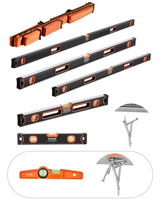 VEVOR 6PCS Torpedo Level 78/48/32/24/16/10" Aluminum Alloy Body w/ Bubble Vials - Image 1 of 4