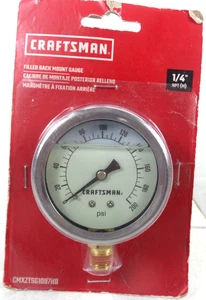 CRAFTSMAN FILLED BACK MOUNT GAUGE 1/4" NPT (M) CMXZTSG1097NB (G134740-46 P-1I) - Picture 1 of 11