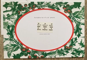 4 Karat Punze Weihnachten 4x6 ovale Foto Fenster Stechpalme Karten Umschläge neu aus altem Lagerbestand Vintage 90er - Bild 1 von 6