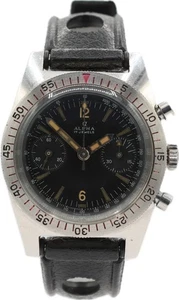 Vintage 36mm Alpha Skin Diver Men's Mechanical Wristwatch Valjoux 92 Steel - Picture 1 of 6