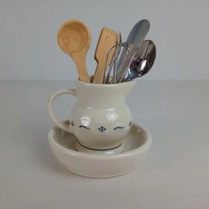 Longaberger Pottery Collectors Club Mini Milk Pitcher + 6 Utensils & Base Bowl - Picture 1 of 14
