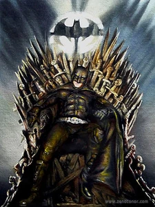 SUPERB ORIGINAL ZEN O'CONOR "Batman" Bruce Wayne IRON THRONE SERIES PAINTING - Picture 1 of 1