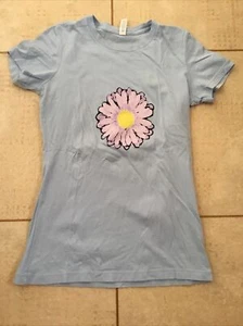 BELLA CANVAS T-Shirt Mädchen/Jugendliche hübsch hellblau Blume Sommer - M - Bild 1 von 5