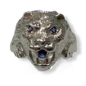 Anello testa di Leone in argento 925%, argento, doratura, brillanti - Foto 1 di 4