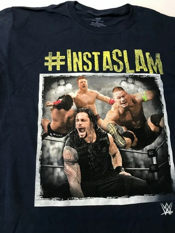 WWE WRESTLING John Cena, Roman Reigns Boys T-shirt LARGE NEW INSTASLAM Cover