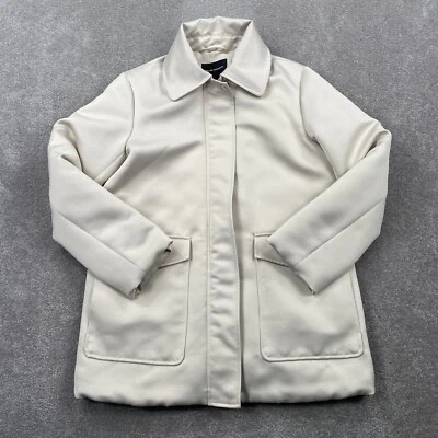 Chaqueta Abrigo Cortavientos Club Monaco Cremallera Completa Acolchada Satén Para Mujer Talla S Marfil Foto 1 de 4