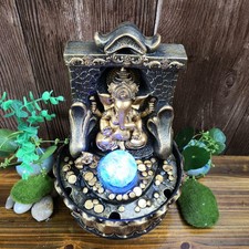 Tabletop Water Fountain Buddha Indoor Waterfall Feature Ornament with LED Light