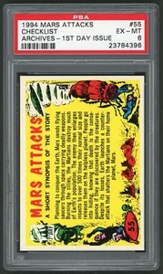 1994 Topps Mars Attacks Archives - 1st Day Issue #55 Checklist PSA 6 - Picture 1 of 3