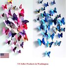 24 Pcs(2 Sets) 3D Butterfly Wall Stickers & Magnetic Decals Home Room Decor