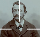 Antique Ooak Cabinet Card Photograph Rudolph Mier Handlebar Mustache Sepia