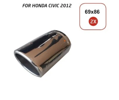 2012 Honda Civic 1 Pair Exhaust Tip 304 Stainless Steel | 69x86mm - Image 1 of 2