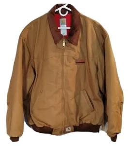 Vintage Carhartt Santa Fe Classic Duck Red Quilt Lined J13 Tan Jacket Mens 3XL - Picture 1 of 14