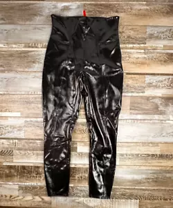 Damen L Spanx Kunstleder Leggings schwarz - Bild 1 von 8