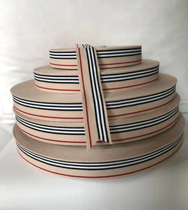 48 Yards Designer Style Tartan Preppy Stripe Grosgrain Gift Ribbon 7/8 Inch - Picture 1 of 8