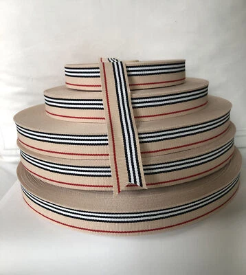 48 Yards Designer  Style Tartan Preppy Stripe Grosgrain Gift Ribbon 7/8 Inch - Image 1 of 4