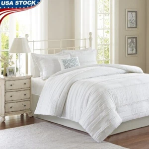 2 in 1 Duvet Cover Set Microfiber Quilted Shabby Chic Decorative Pillow Shams US - Picture 1 of 4