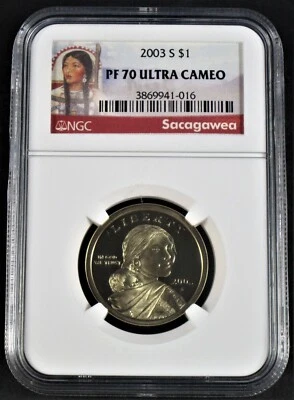 2003 S Sacagawea $1 NGC PF70 Original Portrait Label - Image 1 of 4