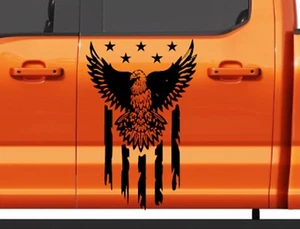 Eagle USA Flag Hood Door Vinyl Decal Racing Stripes (Fits Ford F150 F250 F350) - Picture 1 of 22