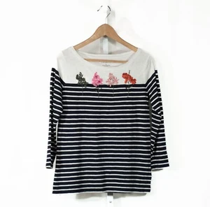 Top floral bordado a rayas Talbots para mujer talla XS vela náutica vacay jardín - Imagen 1 de 6