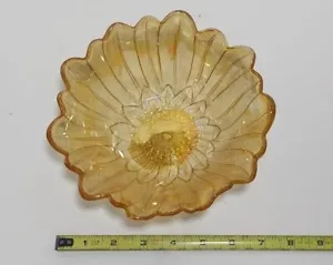 Vtg. Indiana Iridescent Carnival Glass Sunflower Marigold Amber 7" Bowl - Picture 1 of 4