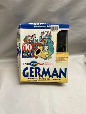  Living Language Multimedia TriplePlay Plus GERMAN/Book Microphone Windows CD RM - Image 1 of 4