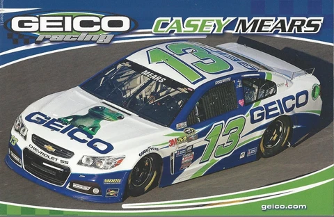 2015 CASEY MEARS "GEICO RACING CHEVROLET" #13 NASCAR SPRINT CUP SERIES POSTCARD Cover